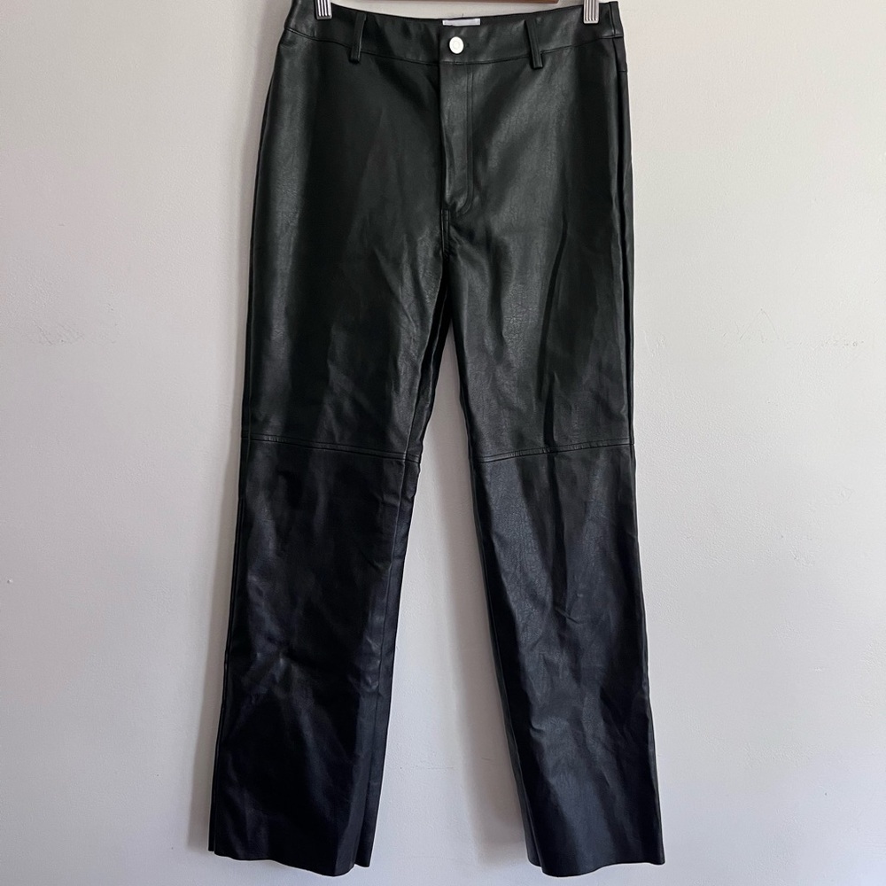 Princess Polly Macey Vegan Leather Pants Size 8 Black Faux Leather 90s